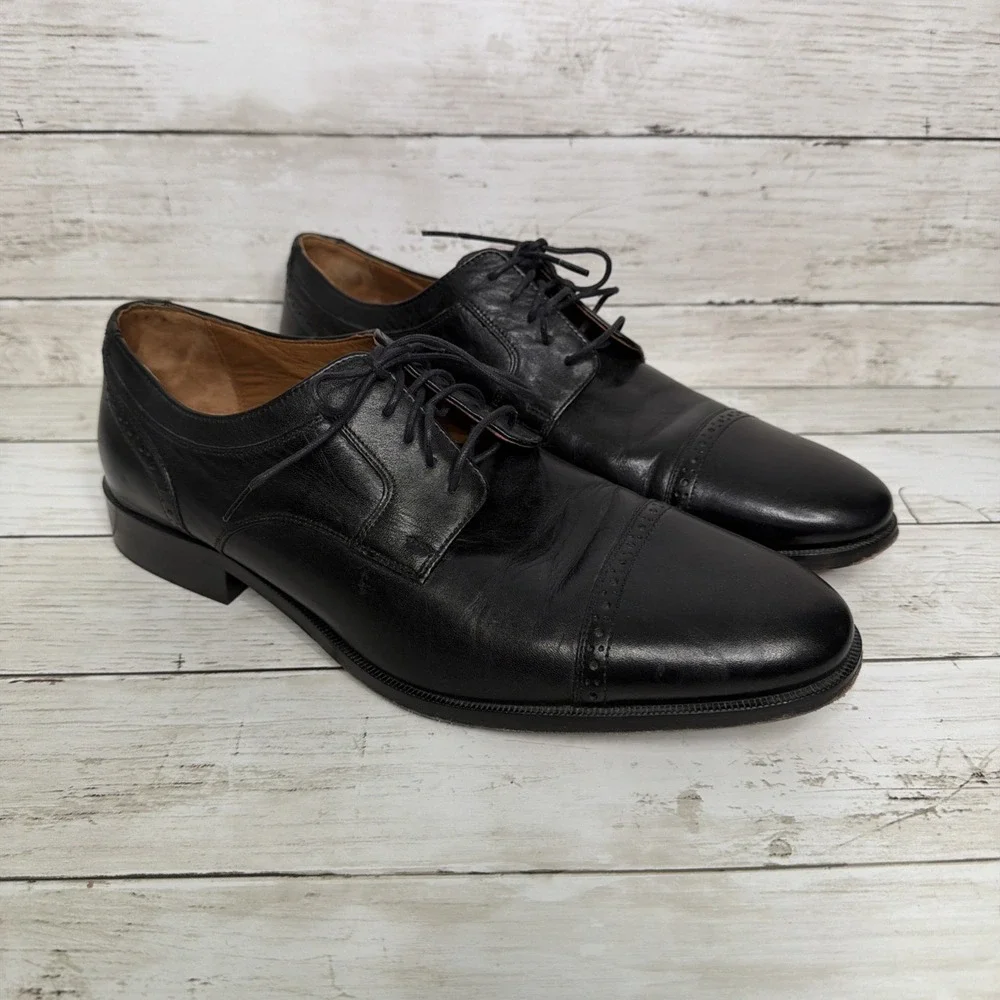 Johnston Murphy Melton 59-0721 Black Leather Cap Toe Oxford Men's Shoes 11.5 M
